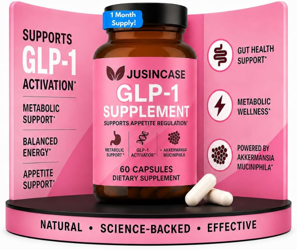 JUSINCASE GLP-1 Supplement — supports GLP-1 activation, metabolic support, gut health, and Akkermansia Muciniphila