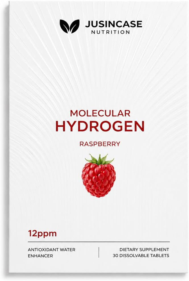 JUSINCASE Molecular Hydrogen Raspberry box — 12 PPM, 30 dissolvable tablets
